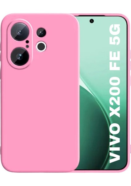 Vivo X200 Fe Uyumlu Silikon Kılıf - Kamera Korumalı Esnek Pastel Renk Kapak - Pembe
