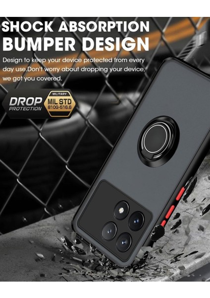 Poco X6 Pro Uyumlu Kılıf Yüzüklü Standlı Extra Darbe Koruma Sert Silikon Kapak - Yeşil fiyatları