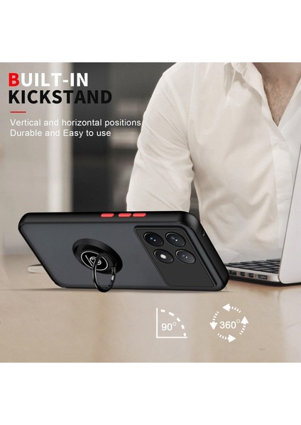 Poco X6 Pro Uyumlu Kılıf Yüzüklü Standlı Extra Darbe Koruma Sert Silikon Kapak - Yeşil fırsatları