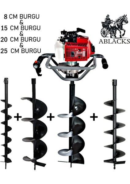 Lüks Toprak Burgu Makinesi 8 – 15 – 20 – 25 cm 4 Burgulu