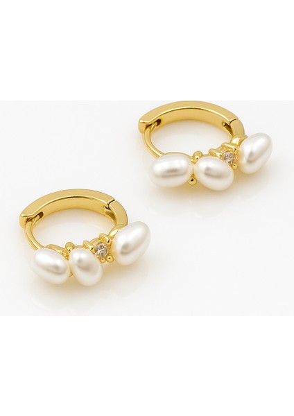 14K Gold Plated String Of Pearls Hoop Küpe fiyatları