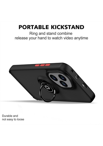 Honor 400 Uyumlu Kılıf Yüzüklü Standlı Extra Darbe Koruma Sert Silikon Kapak - Siyah fırsatları