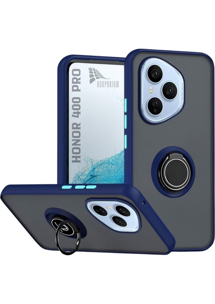 Honor 400 Pro Uyumlu Kılıf Yüzüklü Standlı Extra Darbe Koruma Sert Silikon Kapak - Yeşil