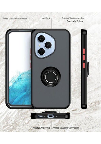 Honor 400 Pro Uyumlu Kılıf Yüzüklü Standlı Extra Darbe Koruma Sert Silikon Kapak - Yeşil fiyatları