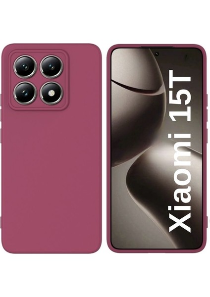 Xiaomi 15T Uyumlu Silikon Kılıf - Kamera Korumalı Esnek Pastel Renk Kapak - Bordo