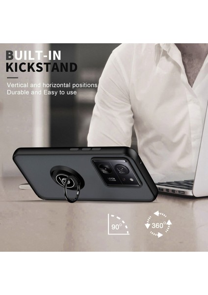 Redmi K60 Ultra Uyumlu Kılıf Yüzüklü Standlı Extra Darbe Koruma Sert Silikon Kapak - Lacivert fırsatları