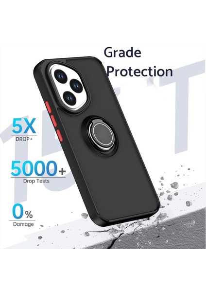 Honor 400 Uyumlu Kılıf Yüzüklü Standlı Extra Darbe Koruma Sert Silikon Kapak - Lacivert modelleri