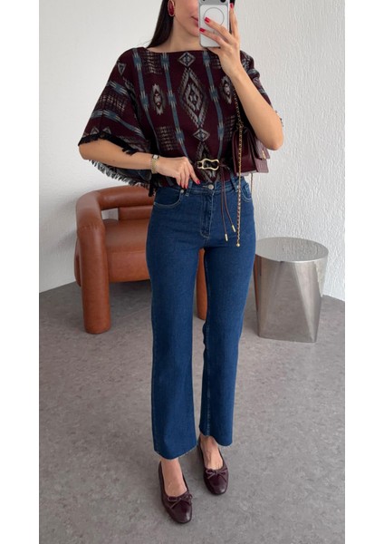 Likralı Kesik Paça Koyu Jean indirimleri