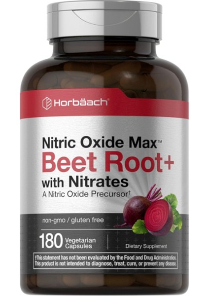 Horbäach Nitrik Oxide Max Beet Root + With Nitrates 180 Vegie Capsules