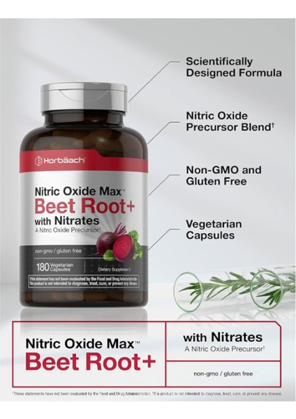 Horbäach Nitrik Oxide Max Beet Root + With Nitrates 180 Vegie Capsules fırsatları