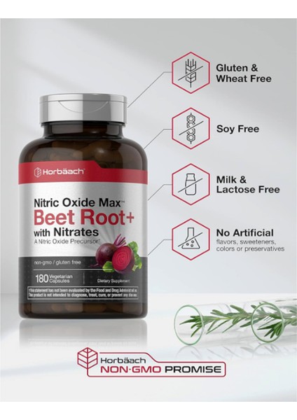 Horbäach Nitrik Oxide Max Beet Root + With Nitrates 180 Vegie Capsules indirimleri