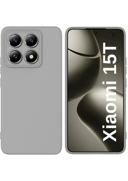 Xiaomi 15T Uyumlu Silikon Kılıf - Kamera Korumalı Esnek Pastel Renk Kapak - Gri