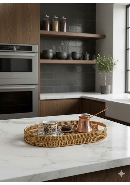 Hasır Çok Amaçlı Tepsi Sunumluk 20X30CM (Kahve Sunumluk) (1 Adet)