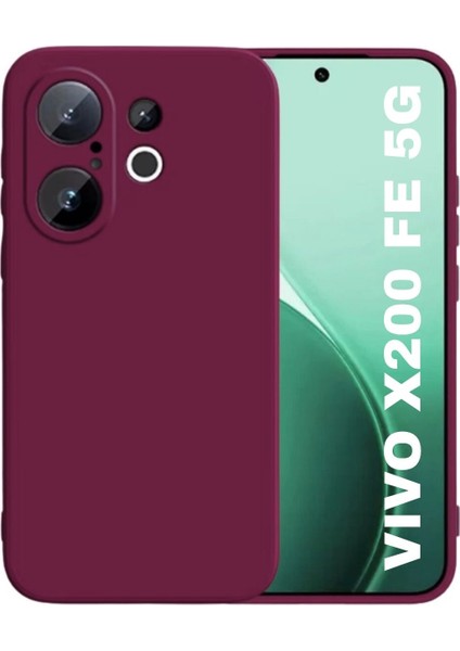 Vivo X200 Fe Uyumlu Silikon Kılıf - Kamera Korumalı Esnek Pastel Renk Kapak - Bordo