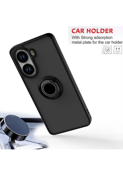 Poco X7 Pro Uyumlu Kılıf Yüzüklü Standlı Extra Darbe Koruma Sert Silikon Kapak - Lacivert fırsatları