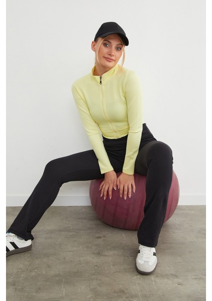 Dik Yaka Fermuarlı Dalgıç Kumaş Spor Ceket