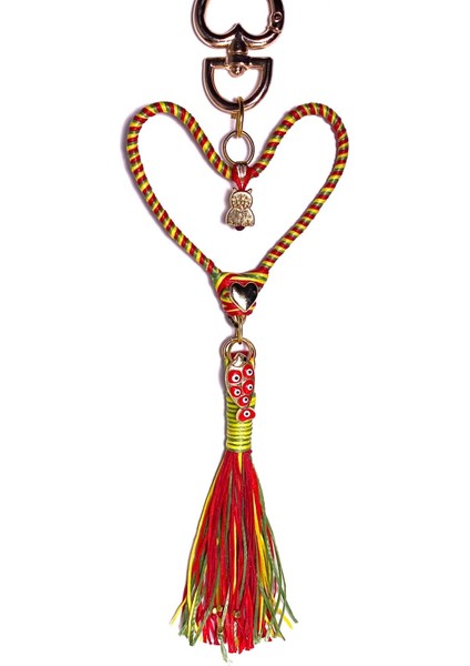 El Yapımı Kalpli Kedi & Köpek Sever Charm – Renkli Püsküllü Çanta Süsü fiyatları