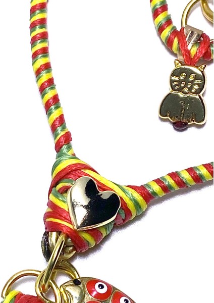 El Yapımı Kalpli Kedi & Köpek Sever Charm – Renkli Püsküllü Çanta Süsü fırsatları