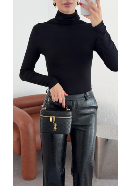 Likralı Siyah Balıkçı Bluz fiyatları