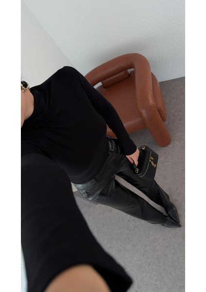 Likralı Siyah Balıkçı Bluz fırsatları