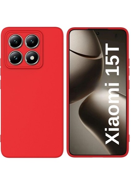 Xiaomi 15T Uyumlu Silikon Kılıf - Kamera Korumalı Esnek Pastel Renk Kapak - Kırmızı
