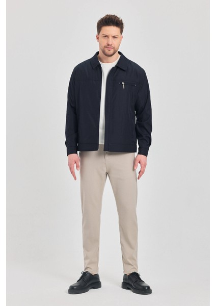 Erkek Lacivert Klasik Yaka Mevsimlik Mont&ceket modelleri