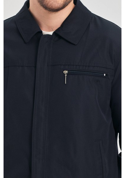 Erkek Lacivert Klasik Yaka Mevsimlik Mont&ceket