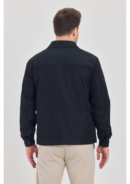 Erkek Lacivert Klasik Yaka Mevsimlik Mont&ceket