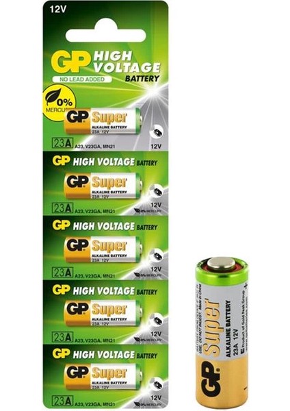 23A 12V Kalın Alarm Pili (5'li Paket)