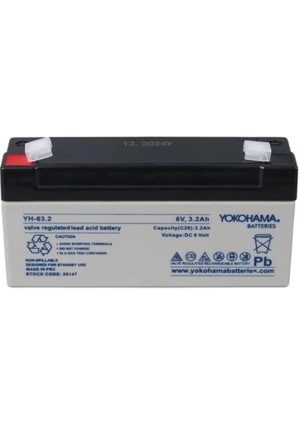 Yh-63.2 6 Volt - 3.2 Amper Akü (125X33X60 Mm) modelleri
