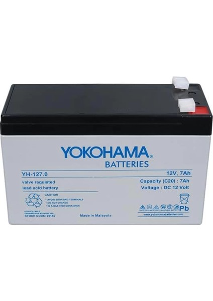 YH-127.0 12 Volt 7 Amper Akü (150X65X90 Mm) fiyatları