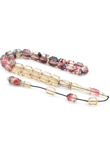 Hakan Turan Yapımı Uçlu Kapsül Kesim Şeffaf Pembe Sıkma Kehribar Tesbih