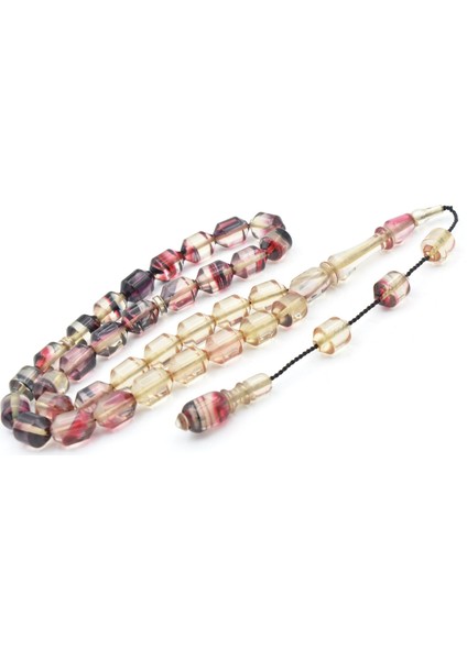 Hakan Turan Yapımı Uçlu Kapsül Kesim Şeffaf Pembe Sıkma Kehribar Tesbih fiyatları