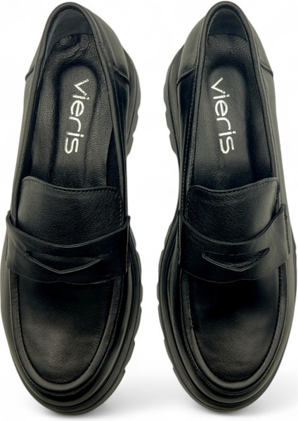 Avenoir Siyah Hakiki Deri Maskülen Kadın Loafer