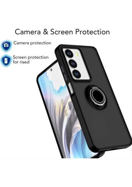 Realme C75 Uyumlu Kılıf Yüzüklü Standlı Extra Darbe Koruma Sert Silikon Kapak - Lacivert modelleri
