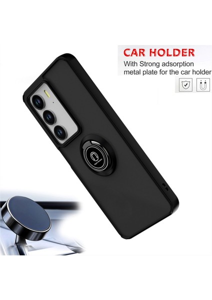 Realme C75 Uyumlu Kılıf Yüzüklü Standlı Extra Darbe Koruma Sert Silikon Kapak - Lacivert indirimleri