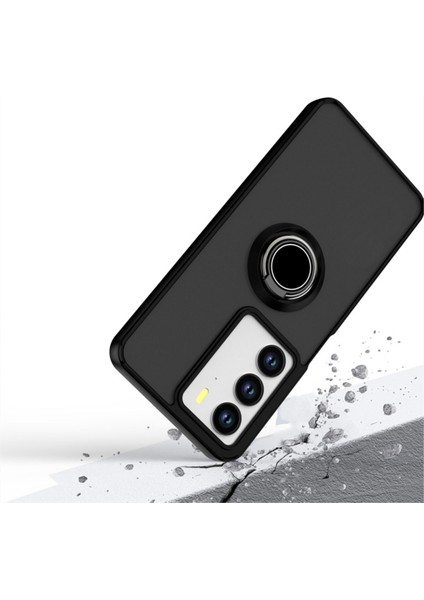 Realme C75 Uyumlu Kılıf Yüzüklü Standlı Extra Darbe Koruma Sert Silikon Kapak - Kırmızı fırsatları