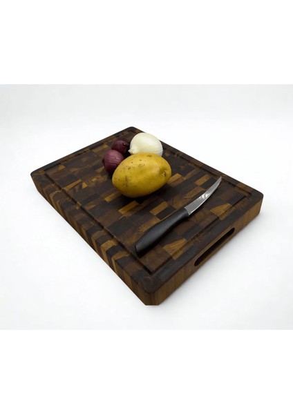Tik Chef Kesme Tahtası Large Boy Endgraın 35×25×4 Cma Masif Ahşap Doğrama Tahtası Sunum Tahtası
