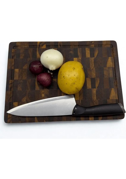 Tik Chef Kesme Tahtası Large Boy Endgraın 35×25×4 Cma Masif Ahşap Doğrama Tahtası Sunum Tahtası