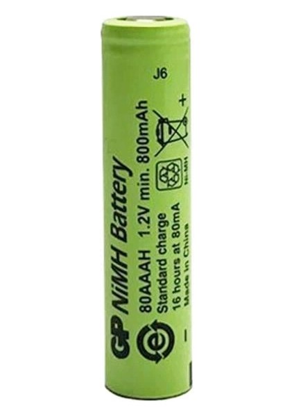 1.2 Volt 800 Mah Düz Kafa Şarjlı Aaa Ince Kalem Pil 80AAH
