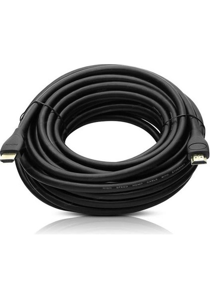 G-507DS Plastik Düz Siyah 10 Metre Gold Poşetli HDMI Kablo