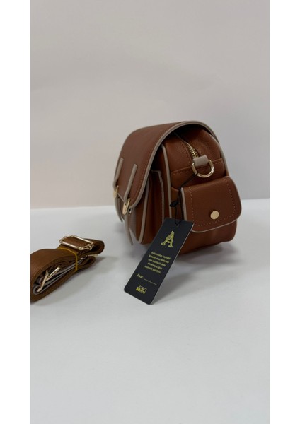 , Toka Aksesuar Detaylı,kapaklı,çok Gözlü, Taba Açık Vizon Kadın Çapraz Çantası modelleri