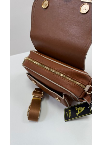 , Toka Aksesuar Detaylı,kapaklı,çok Gözlü, Taba Açık Vizon Kadın Çapraz Çantası indirimleri