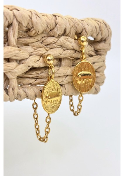 Elephant Reverie No:1 Altın Kaplama Küpe