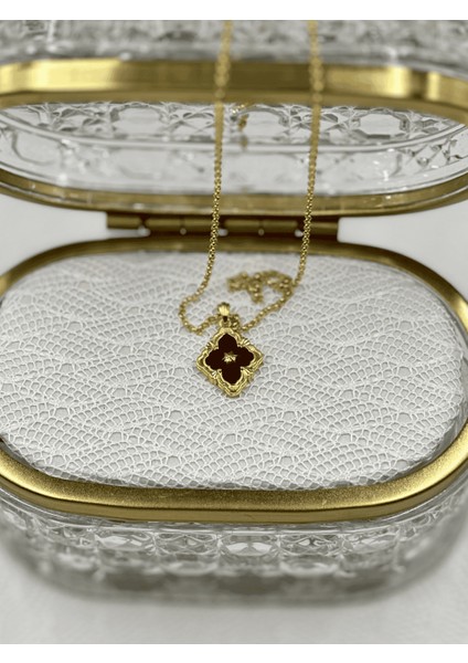 Vivienne No:1 Bordo Çelik Kolye