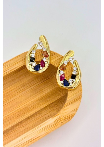 Stone And Spirit No:1 Altın Kaplama Küpe