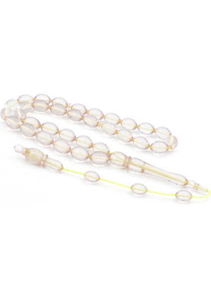 Hakan Turan Yapımı Beyzi Kesim Şeffaf Sıkma Kehribar Tesbih