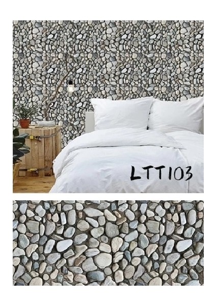 Mulvxkrg KRG02 Çakıl Taşı Desenli Yapışkanlı Kaplama Kağıdı Büyük Boy 3 Metre (Mulvix)