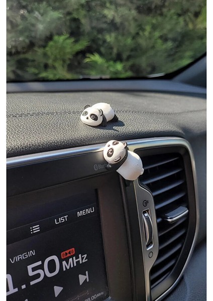 2 Adet Plastik Mini Panda Araç Içi Aksesuar, Araba Dekoru, Klima Süsü, Panda Dekor, Masa Dekoru
