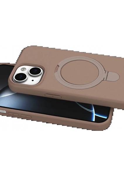 Apple iPhone 15 Plus Regal Magsafe Standlı Kapak - Çöl Titanyum fırsatları